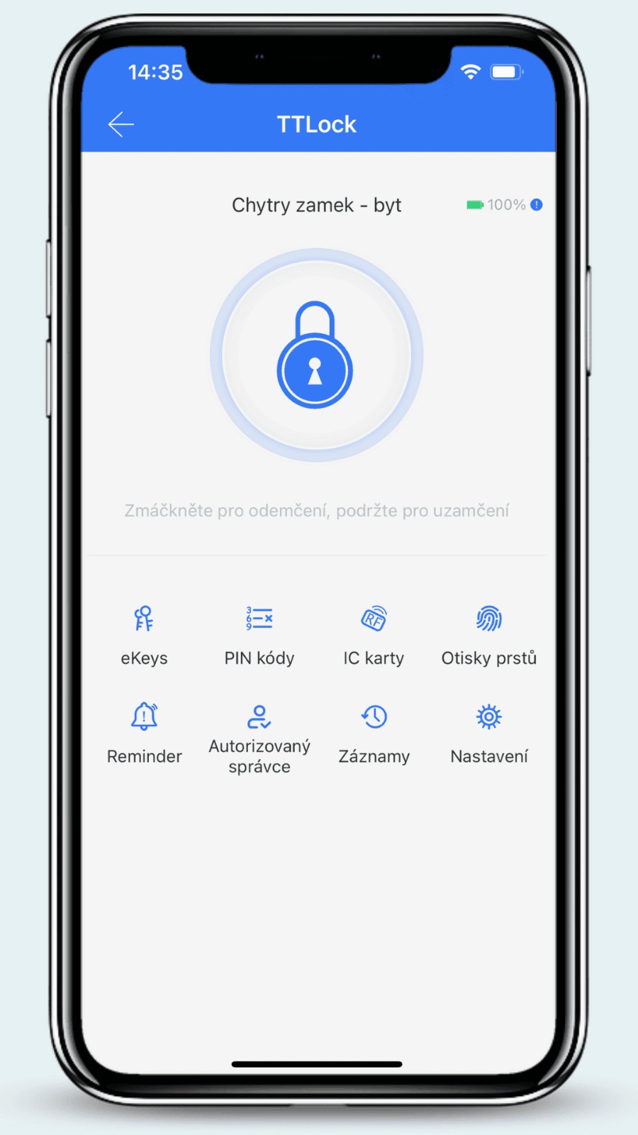 Aplikace TTLock - ukázka 1